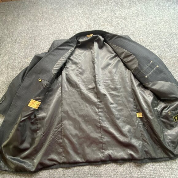 Luca Rossi ItaliaSuit Jacket Mens 46L Gray Pinstripe 150'S Hightech Fabric - Picture 8 of 16